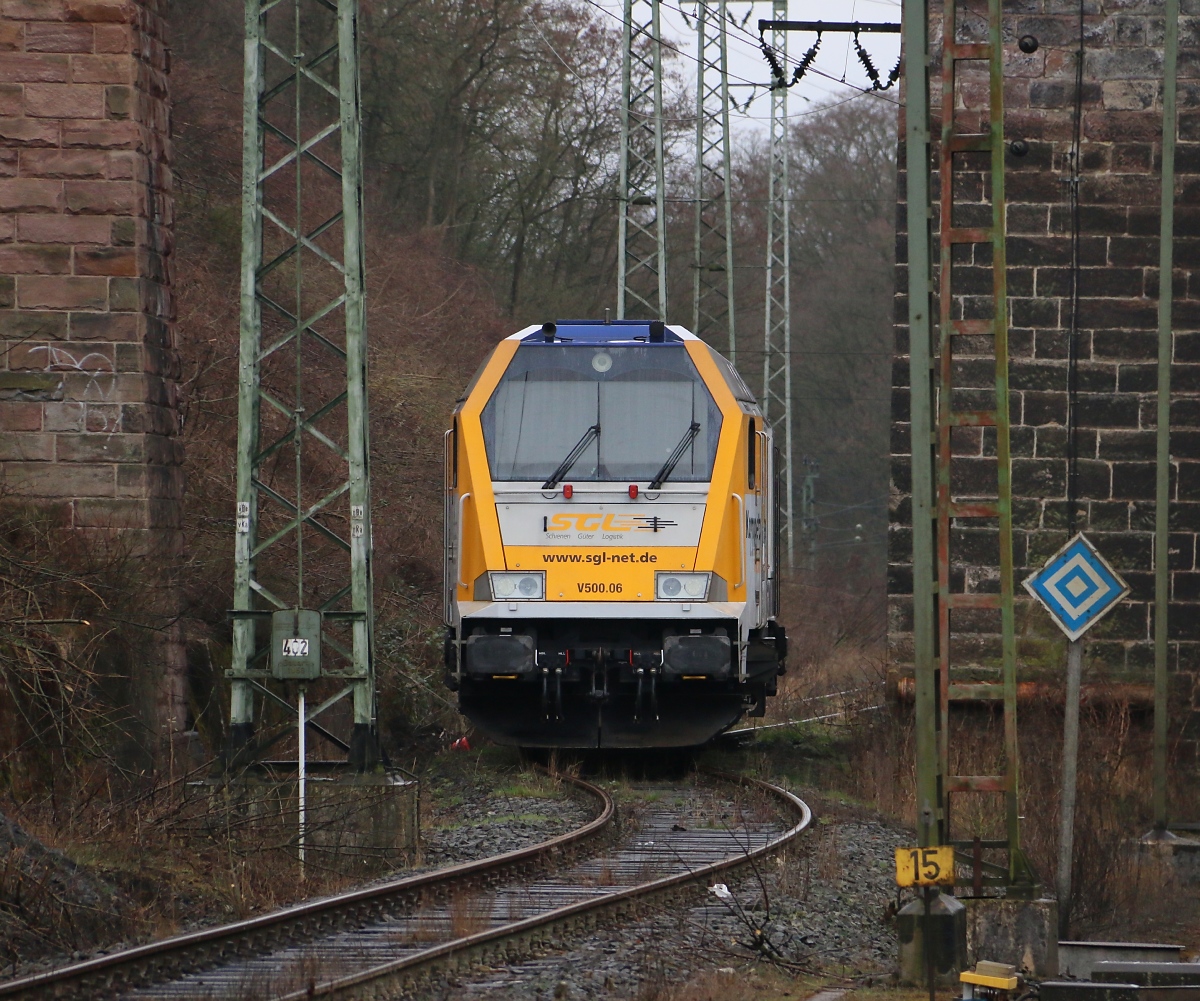 264 006-8 (V500-06) der SGL auf dem ehemaligen Erfurter Bahn  Pause-Gleis  in Eichenberg. Aufgenommen am 22.03.2014.