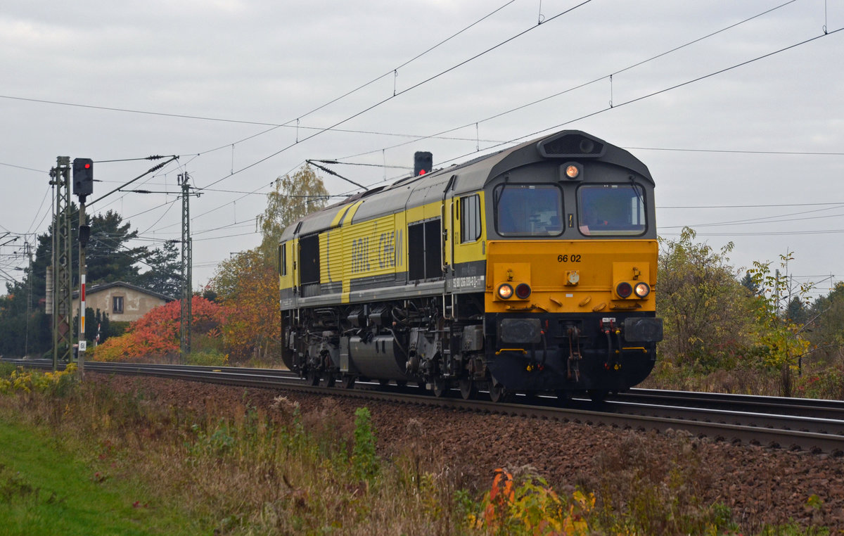 266 030 der Captrain rollte am 29.10.16 Lz durch Zeithain Richtung Dresden.