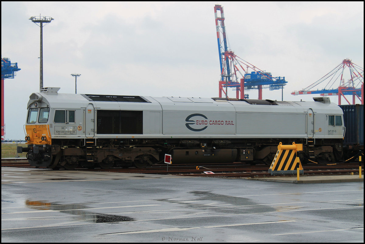 266 411-8 kurz vor der Ausfahrt von der KV-Anlage am Jade-Weser-Port. 08/07/2016 Wilhelmshaven