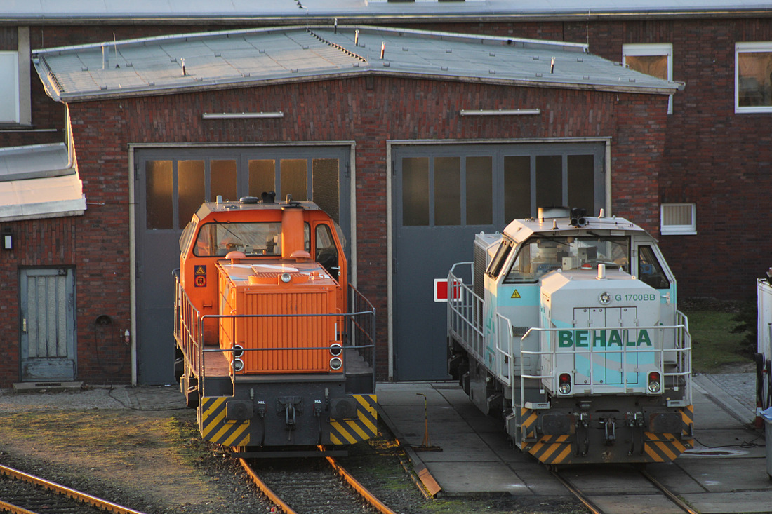273 006 (links, damals im Leiheinsatz für die BEHALA) + BEHALA 277 406 // Berlin-Moabit (Westhafen) // 28. Januar 2016