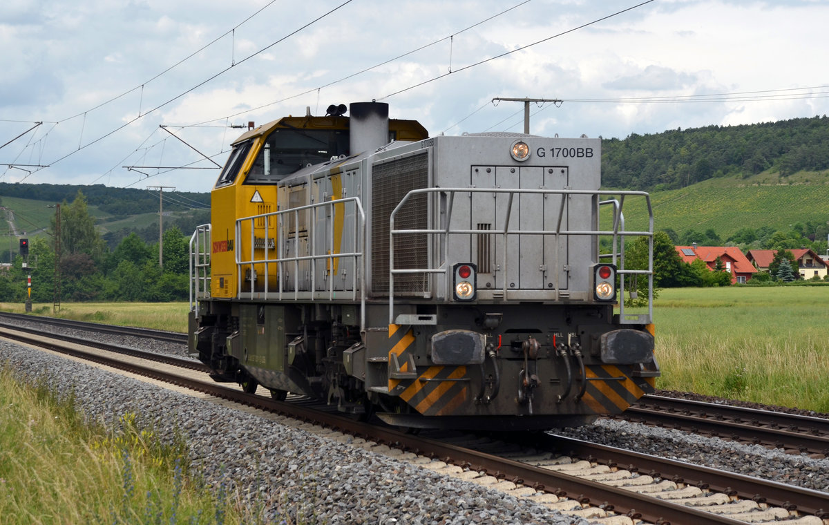 277 031 der Schweerbau fuhr am 16.06.17 Lz durch Retzbach-Zellingen Richtung Würzburg.