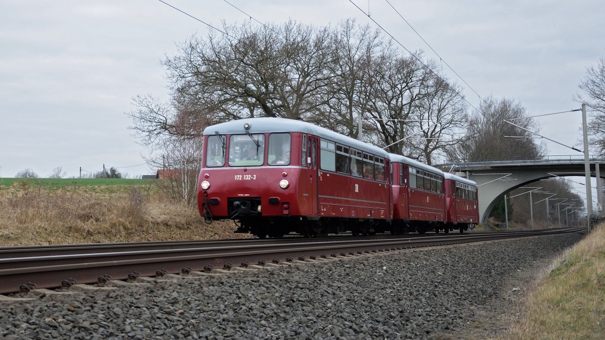 28.03.2015 Sonderfahrt Chemnitz-Greiz mit Ferkeltaxe BR 172 zwischen Neumark und Reichenbach/Vogtl.
