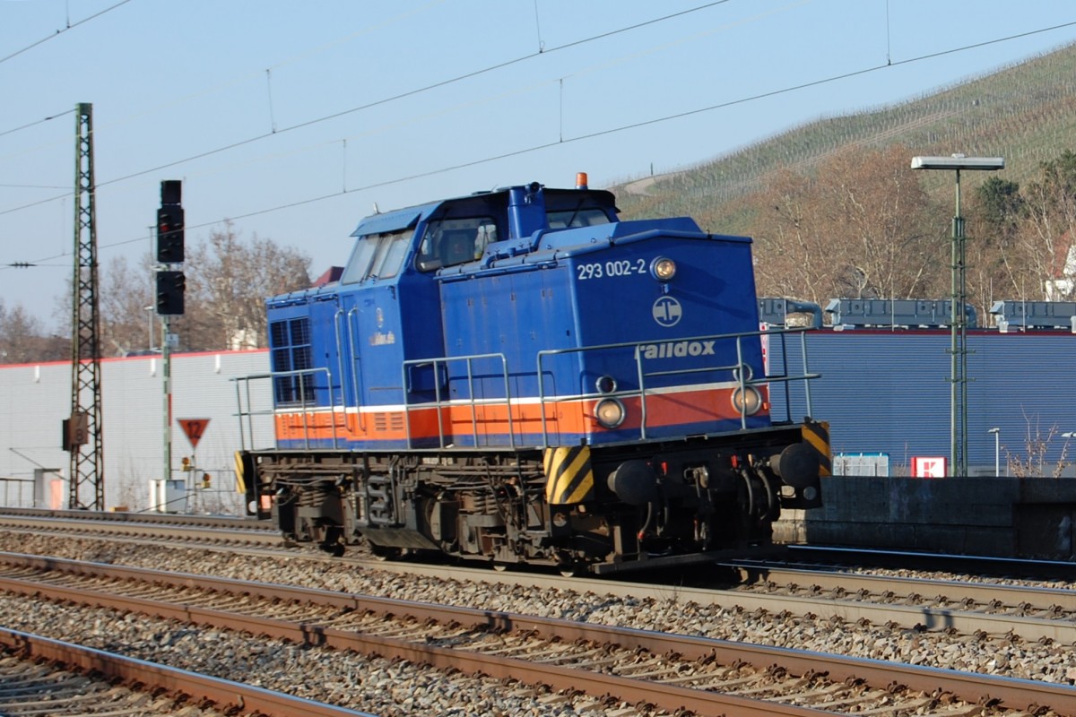 293 002-2 (Raildox) am 27. Februar 2016 zwischen Untertürkheim und Obertürkheim