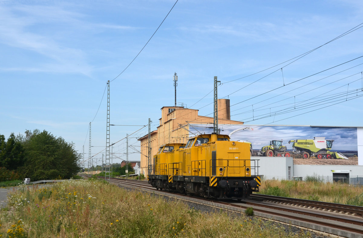 293 007 und 293 008 rollten am 20.07.19 durch Landsberg Richtung Bitterfeld.