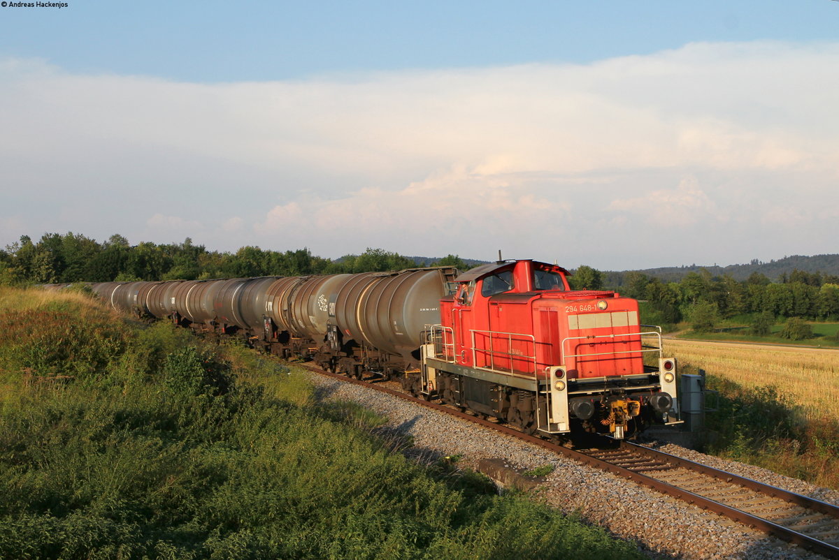 294 648-1 mit dem GC 60485 (Rammelswiesen-Villingen(Schwarzw)) bei Zollhaus 2.8.18