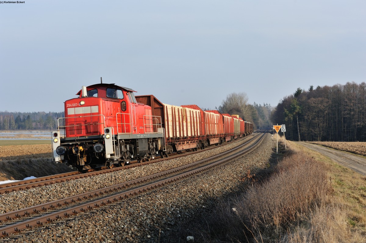 294 687-9 mit der Wiesauer Übergabe nach Marktredwitz bei Oberteich, 16.03.2015