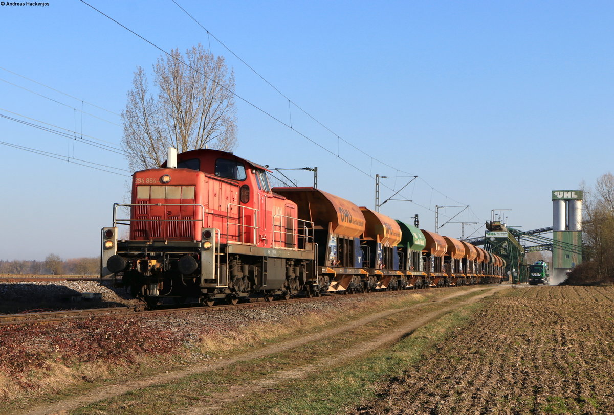 294 864-4 mit dem Kieszug im Anschluss Uhl bei Friesenheim 2.3.21