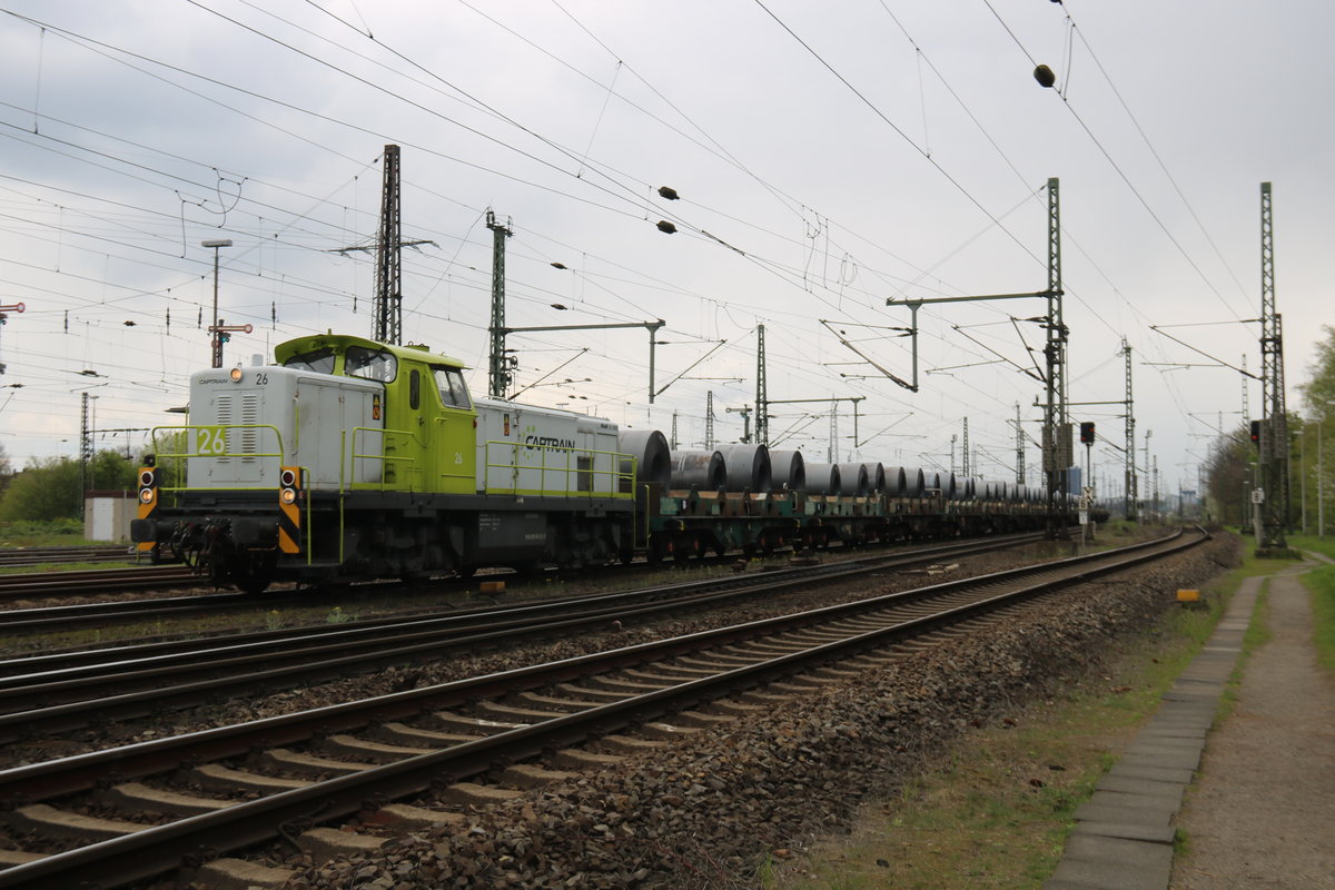 295 958 der Dortmunder Eisenbahn unterwegs mit einem Coilzug durch Oberhausen-West
am eiskalten 12.4.19