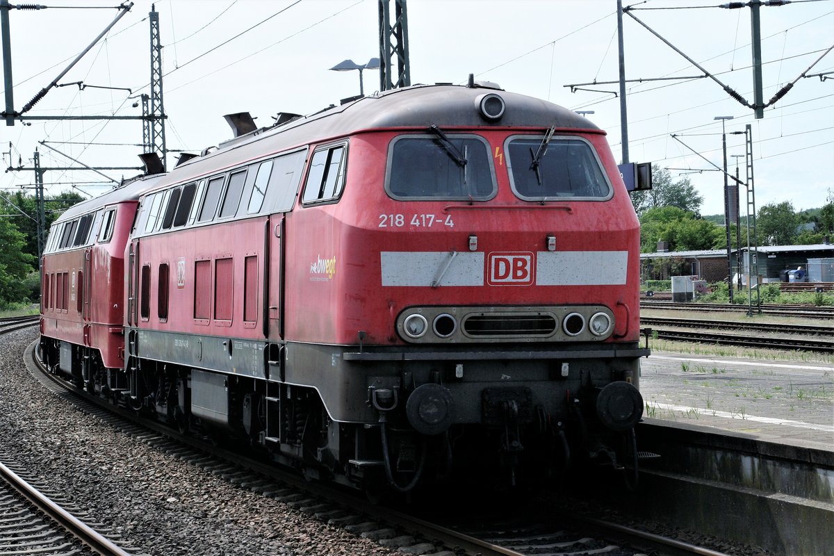 30.5.2020: 218 417(bwegt)und 218 402(Railsystems Gotha)als Gastloks auf der Marschbahn  im Bahnhof Itzehoe