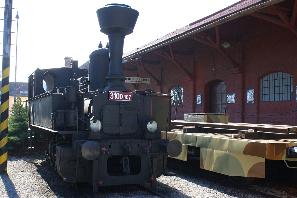 310 0107 am 01.Mrz 2014 im Muzeum Dopravy beim Hauptbahnhof von Bratislava.

