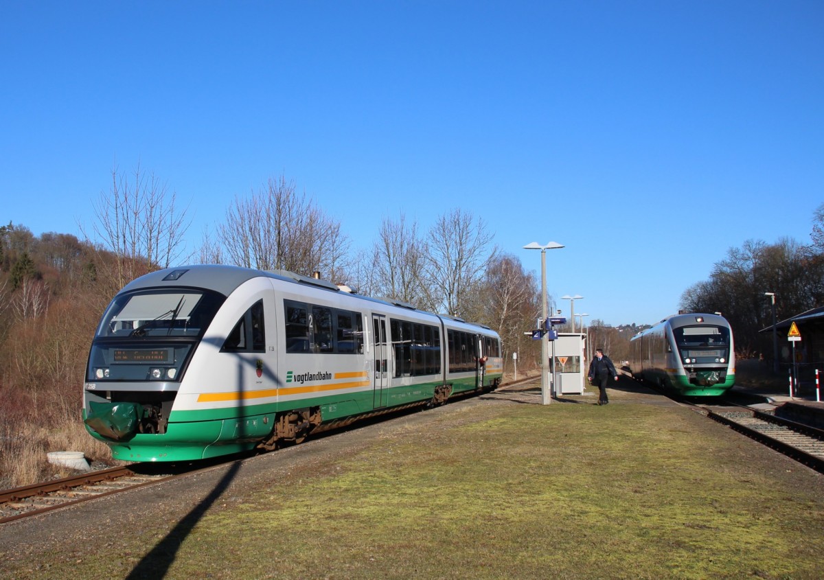 31.12.2013 Elsterberg. Kreuzung der Vogtlandbahnen