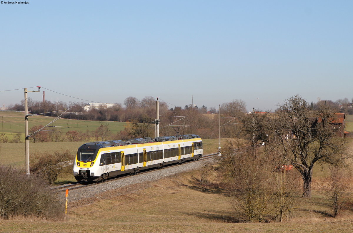 3442 205 als RE 17506 (Schwäbisch Hall-Hessental-Stuttgart Hbf) bei Gschlachtenbretzingen 27.2.19