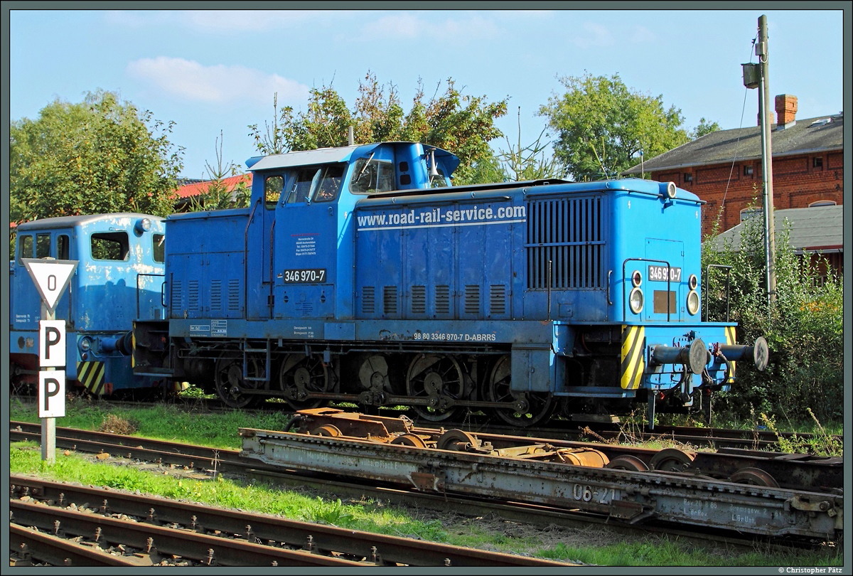 346 970-7 (98 80 3346 970-7 D-ABRRS) der Road & Railservice Aschersleben steht am 17.09.2014 in Klostermansfeld.
