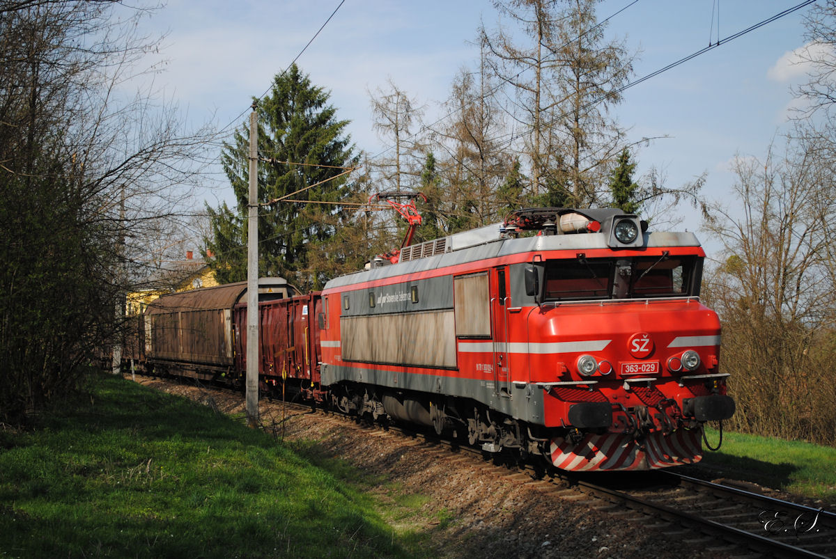 363-029 + Güterzug südlich von Spielfeld - Strass. (22.03.2014)