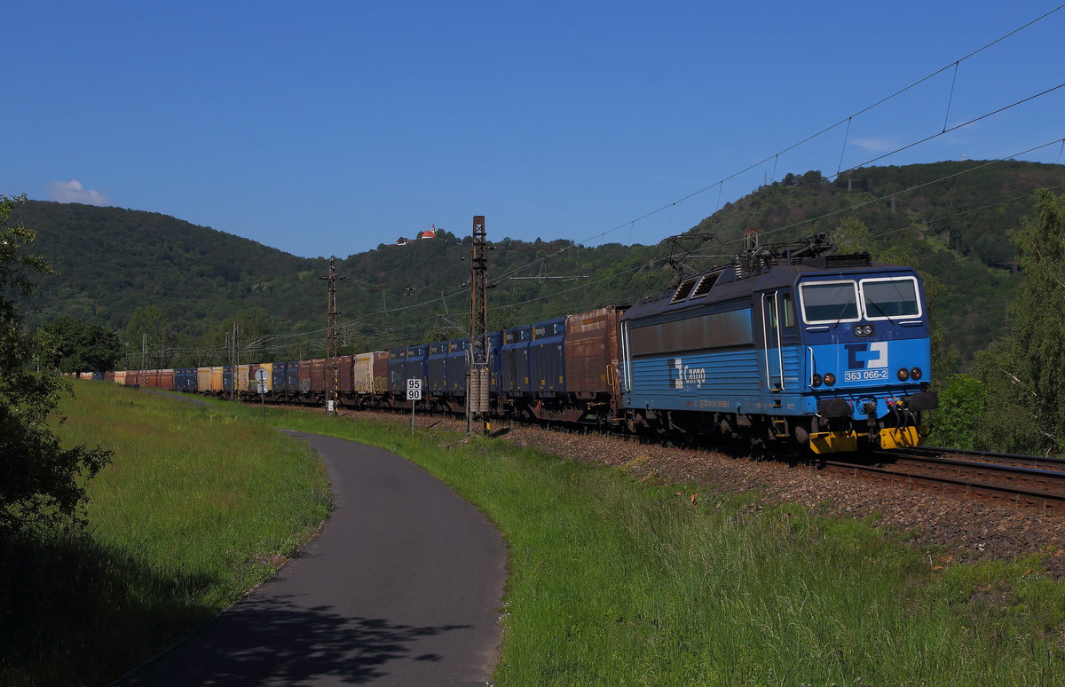 363 066 mit Innofreight Containerzug bei Sebuzin als Nex 61410. Eingefangen am 02.06.19