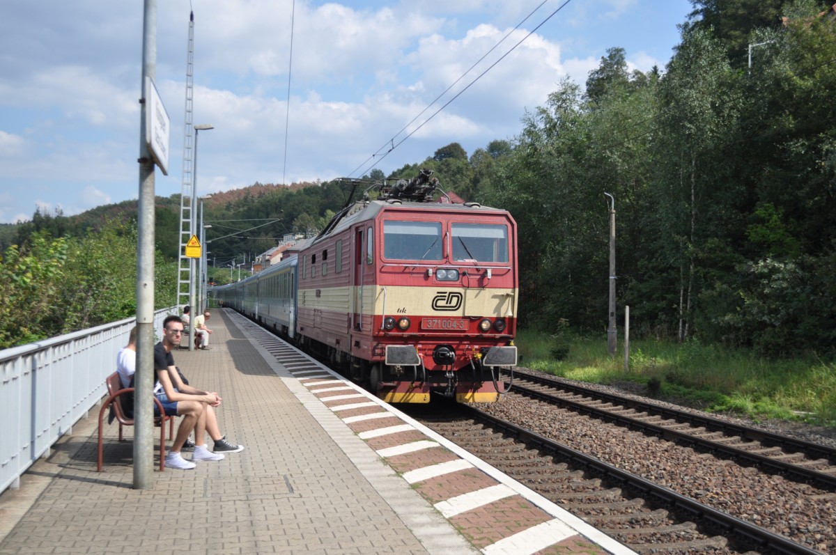 371 004 bei der Durchfahrt am 23.08.2013 in Bad Schandau