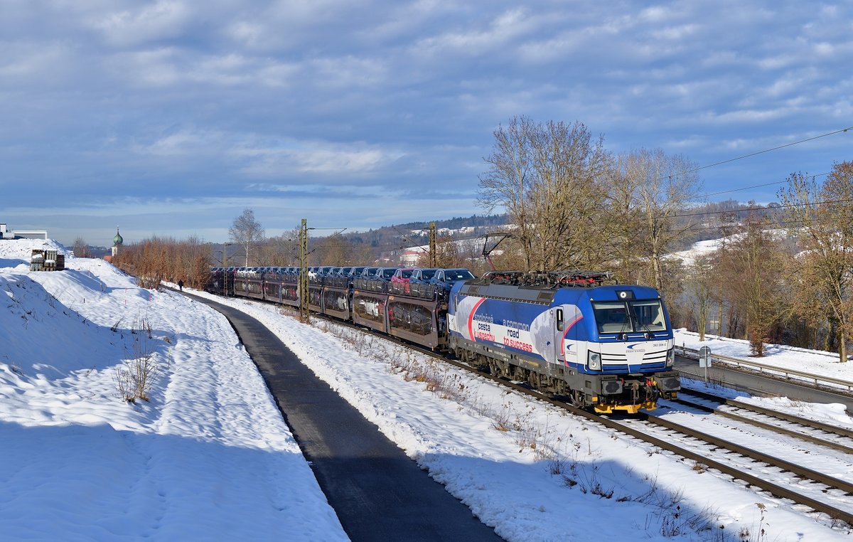 383 206 mit einem Autozug am 22.01.2021 bei Passau.