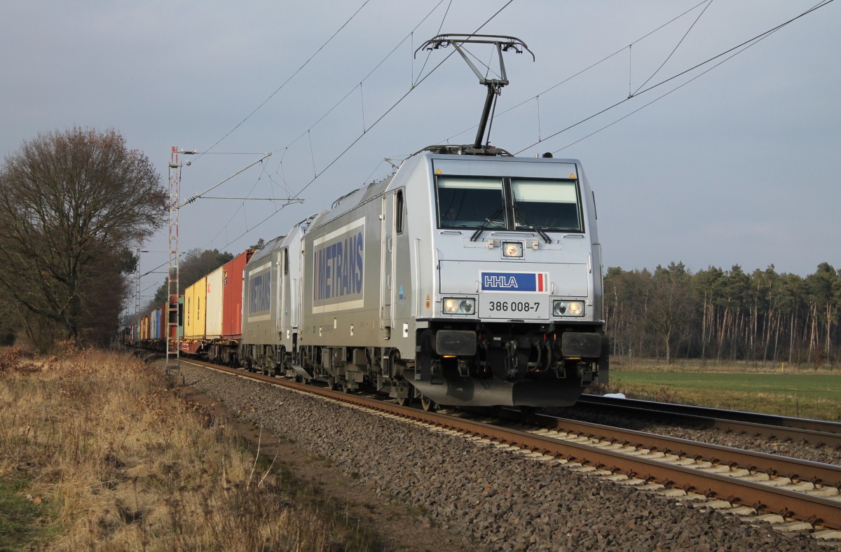 386 008-7+386 001-2 Metrans bei Rohrsen am 13.03.2016