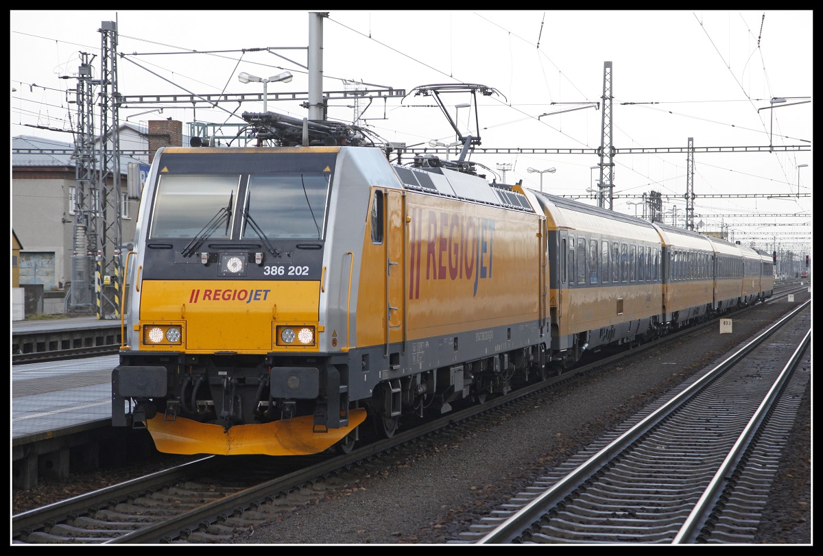 386 202 mit Regiojet in Breclav am 14.01.2019.