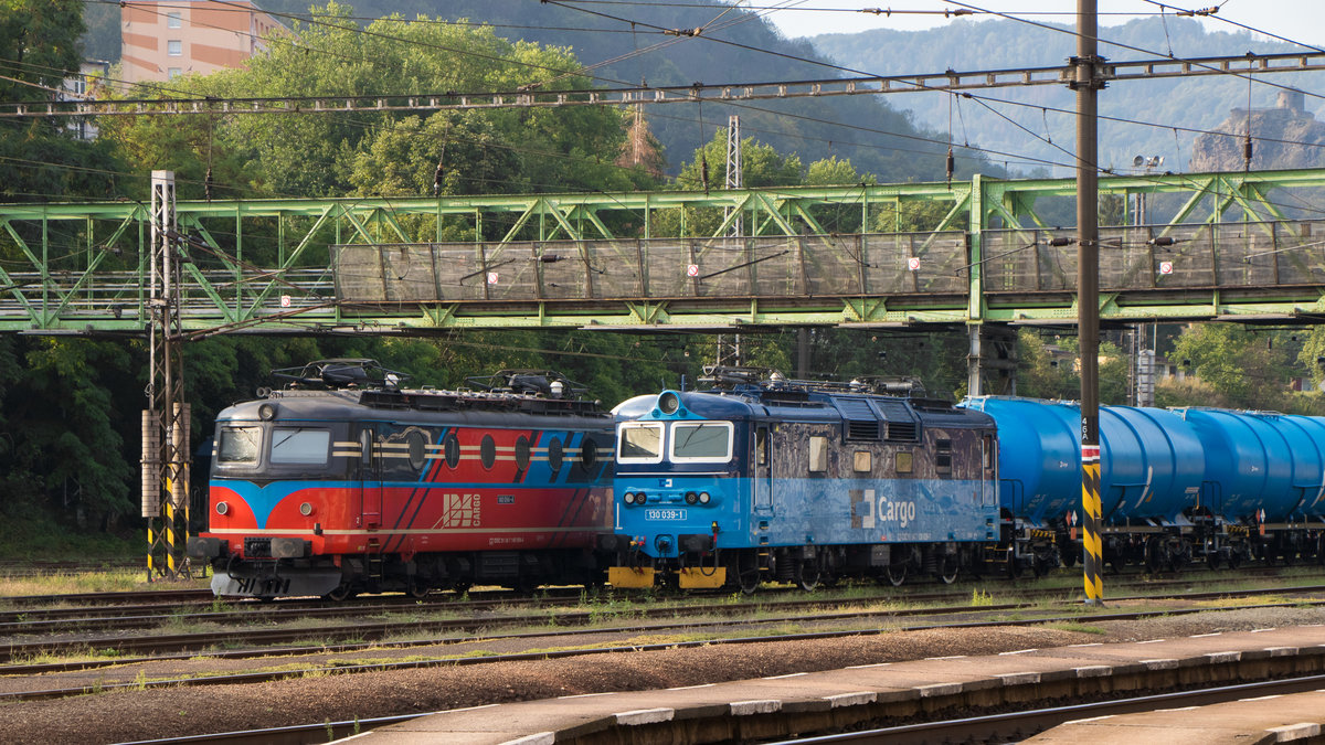 4. August 2019 in Usti nad Labem-Strekov. 140 094-4 und 130 039-1 stehen abgebügelt nebeneinander.