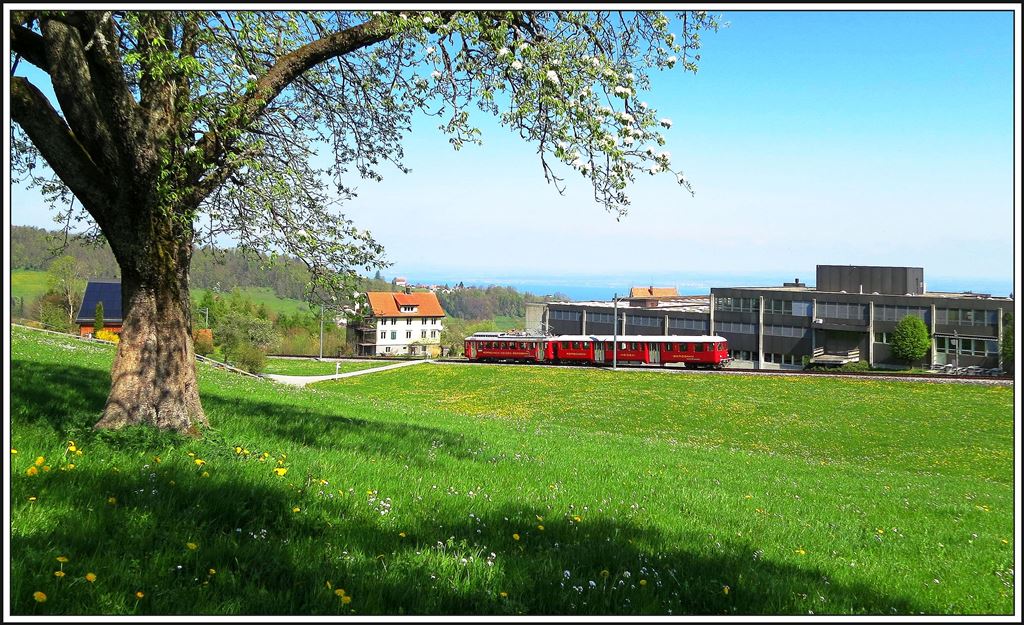 400m über dem Bodensee ist die Endstation Heiden fast erreicht. (14.04.2014)