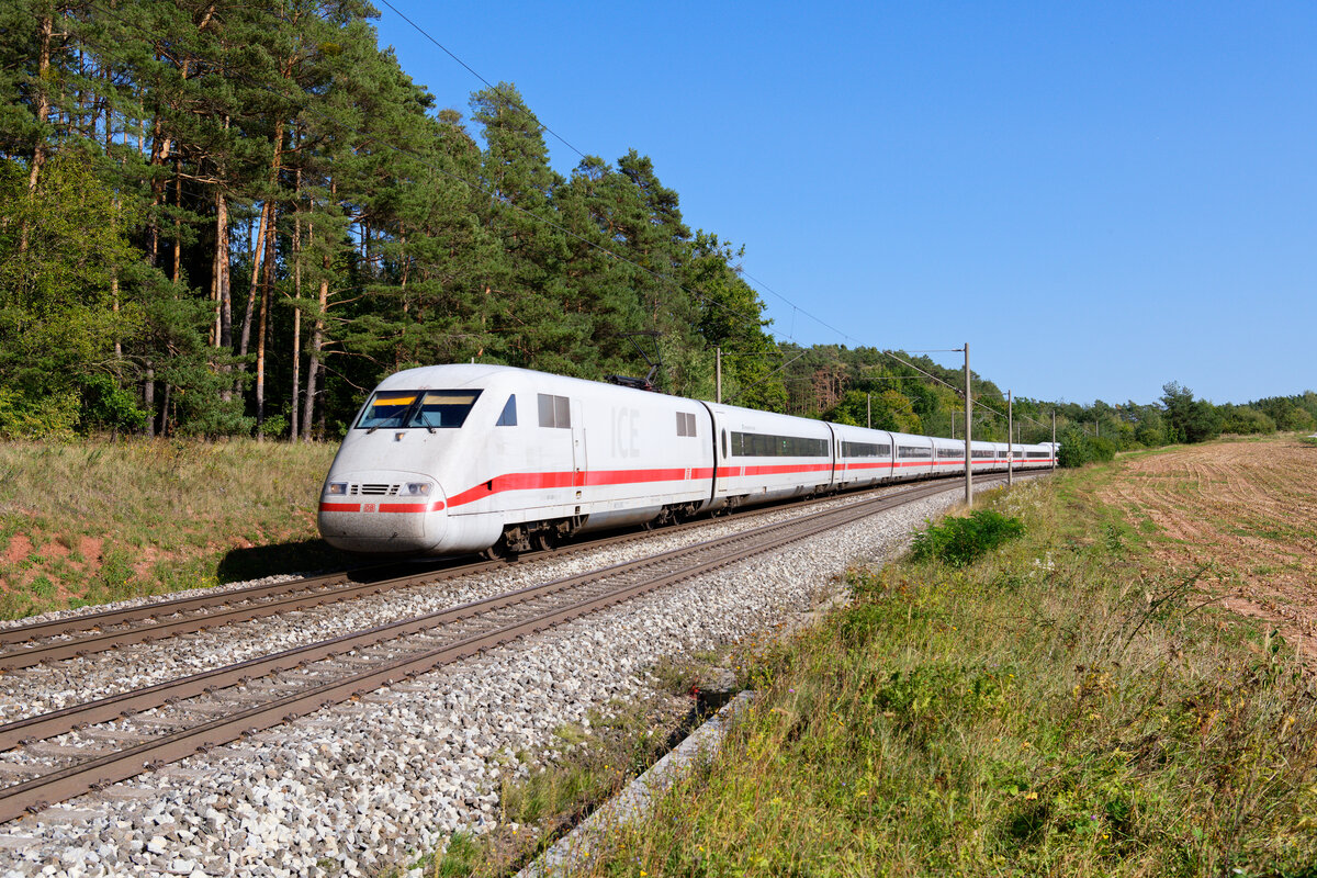 401 083 DB Fernverkehr  Timmendorfer Strand  als ICE 786 (München Hbf - Hamburg-Altona) bei Hagenbüchach, 19.09.2020