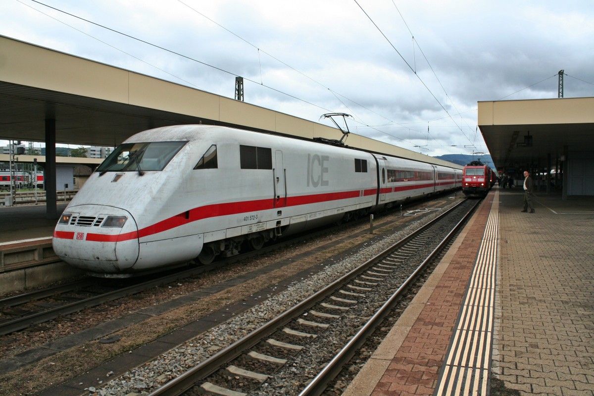 401 572-3 als ICE 72 vpn Zrich HB nach Hamburg Altona am Mittag des 15.09.13 in Basel Bad. Bf.