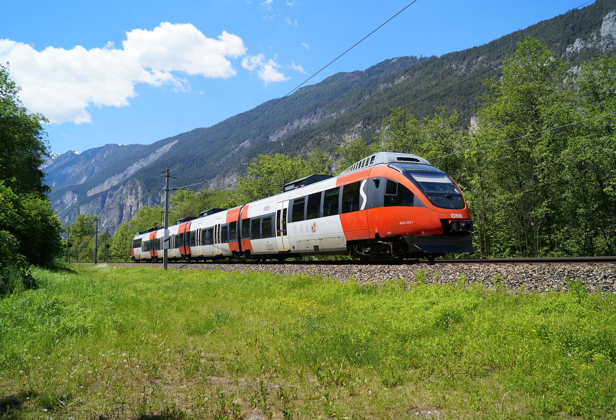 4024 025-1 als REX 5389 (Landeck-Zams - Innsbruck Hbf) bei Haiming, 01.06.2019.