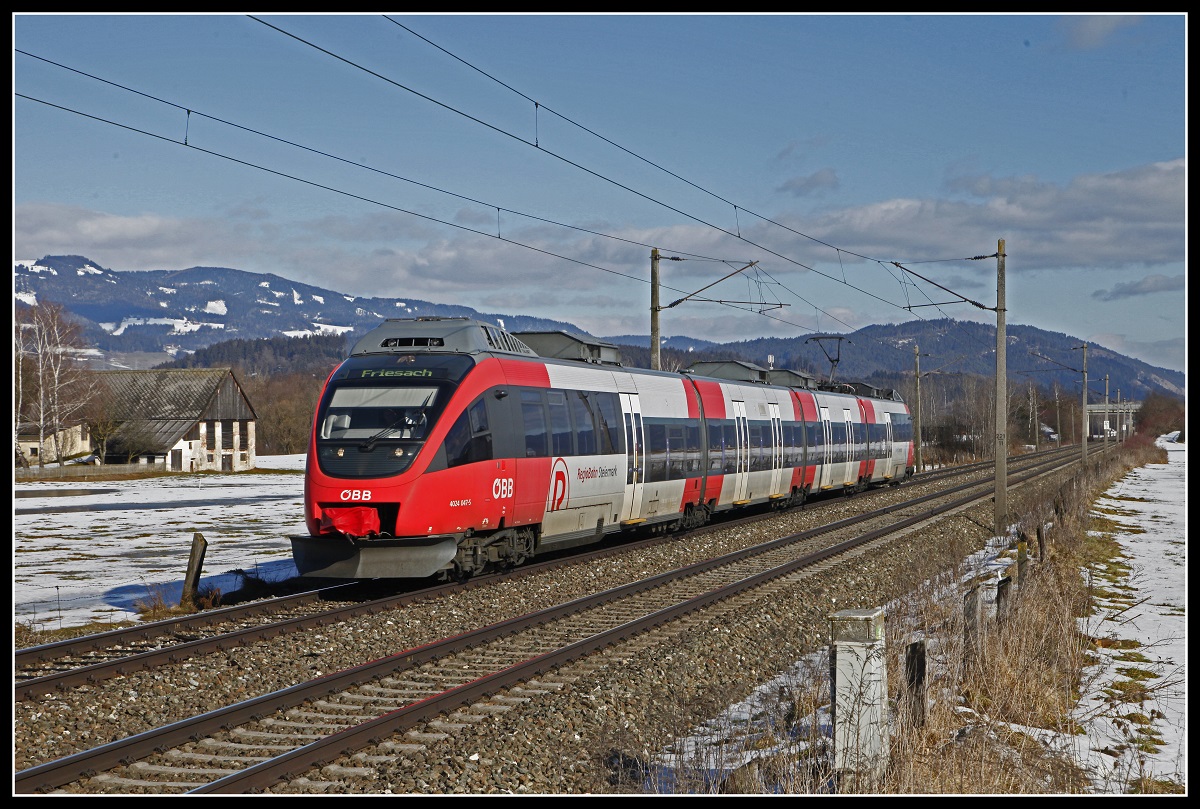 4024 047 zwischen Fentsch St.Lorenzen und Knittelfeld am 4.02.2019.