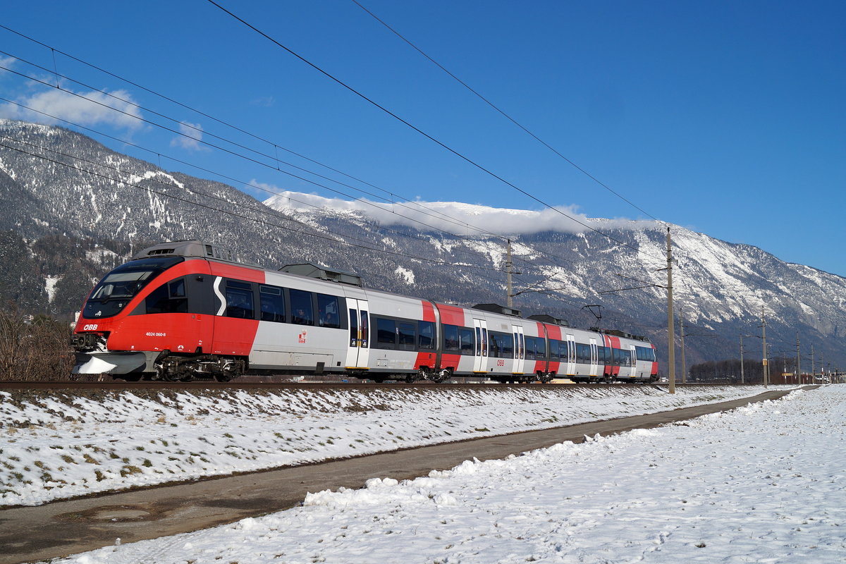 4024 060 als REX 5214 (Wörgl Hbf - Brennero/Brenner) bei Vomp, 18.12.2018.