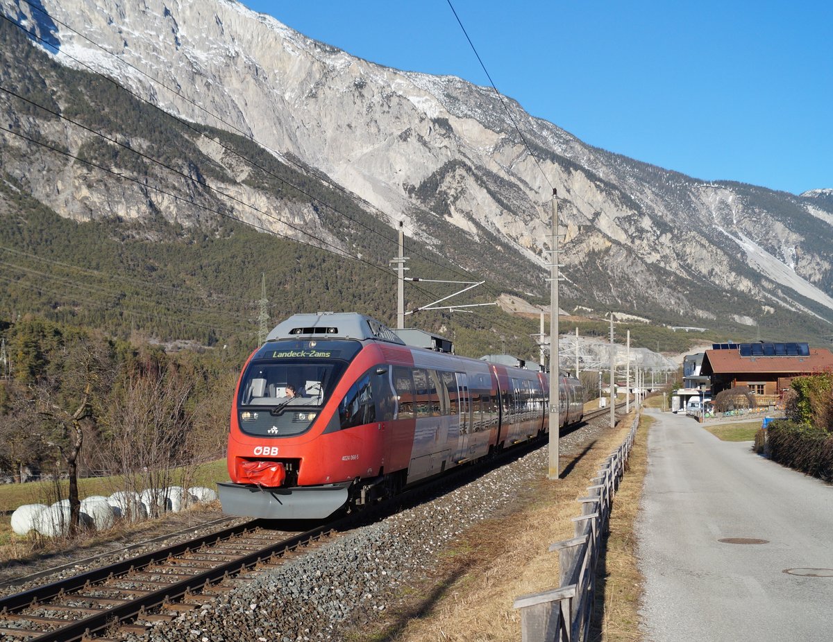 4024 066 als REX 5386 (Innsbruck Hbf - Landeck-Zams) bei Roppen, 02.01.2020.