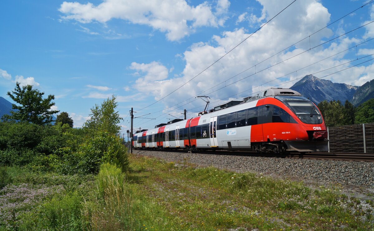 4024 104-4 als REX 5345 (Brennero/Brenner - Kufstein) kurz vor Brixlegg, 14.07.2020.