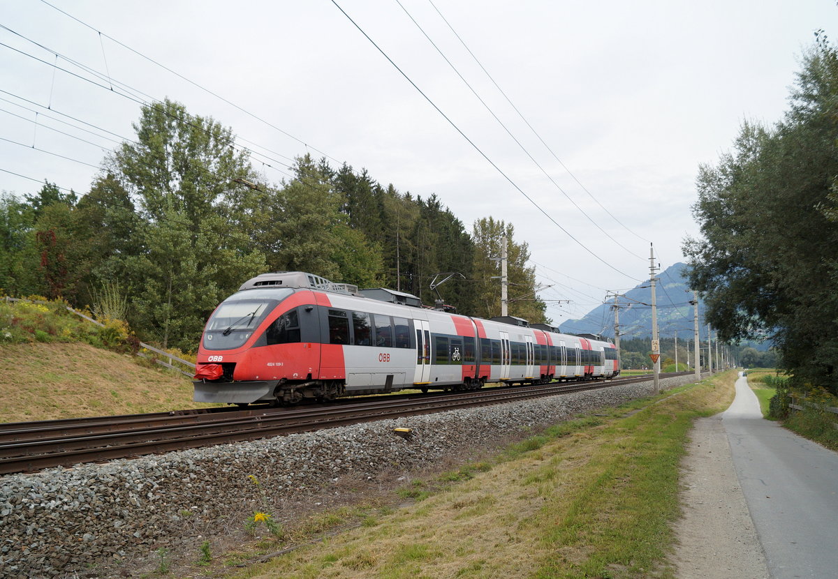 4024 109-3 als REX 5220 (Kufstein - Brennero/Brenner) bei Terfens, 22.09.2019.