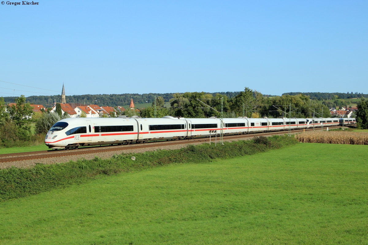 403 037  Stuttgart  und 403 *** als ICE 513 Dortmund-Stuttgart bei Heidelsheim, 27.09.2015.