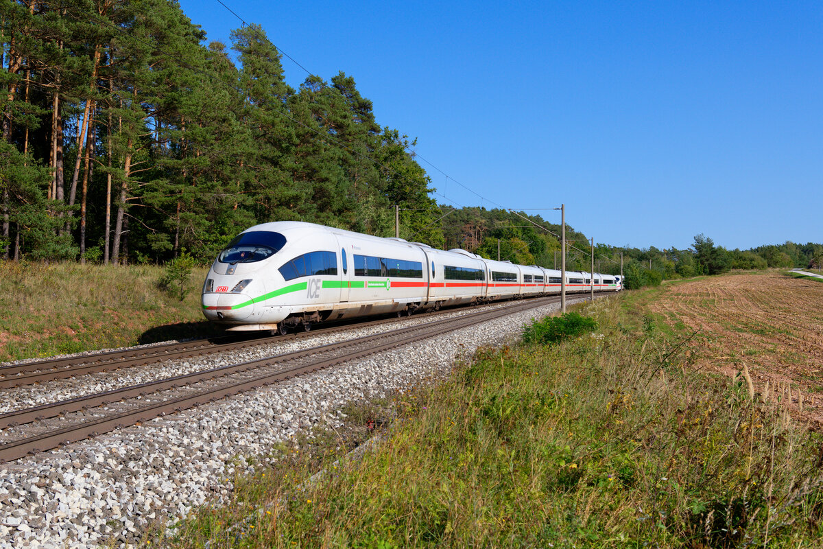 403 054 DB Fernverkehr  Mittenwald  als ICE 622 (München Hbf - Dortmund Hbf) bei Hagenbüchach, 19.09.2020