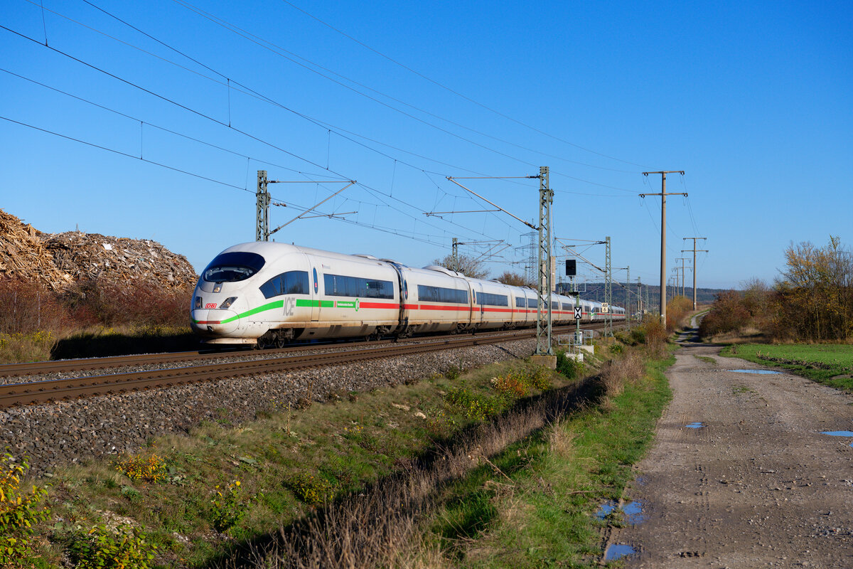 403 054 DB Fernverkehr  Mittenwald  als ICE 624 (München Hbf - Dortmund Hbf) bei Markt Bibart, 05.11.2020