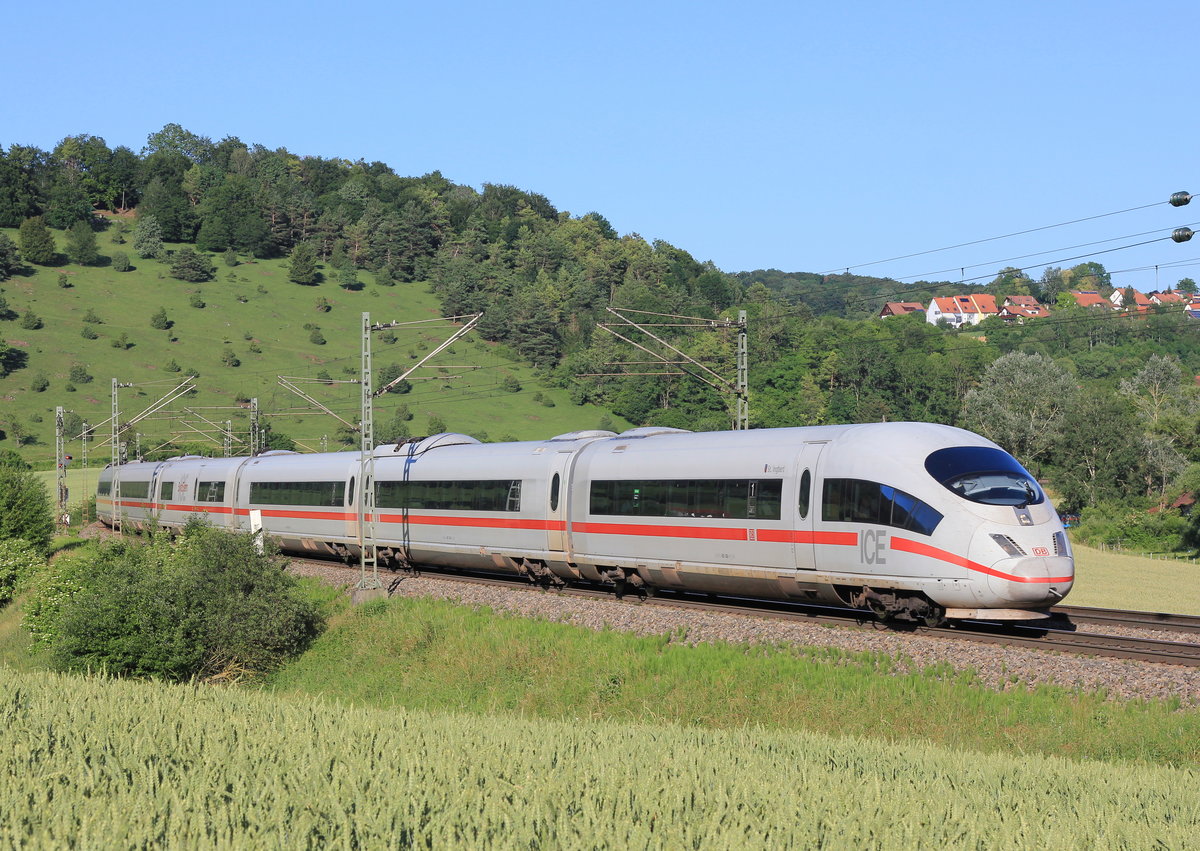 403 058  St. Ingbert  in Richtung Stuttgart fahrend am 28.06.2019 zwischen Lonsee und Urspring.
