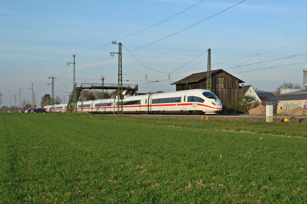 403 516-8 als ICE 1102 von Basel SBB nach Hannover Hbf am Abend des 29.03.14 sdlich von Auggen. 