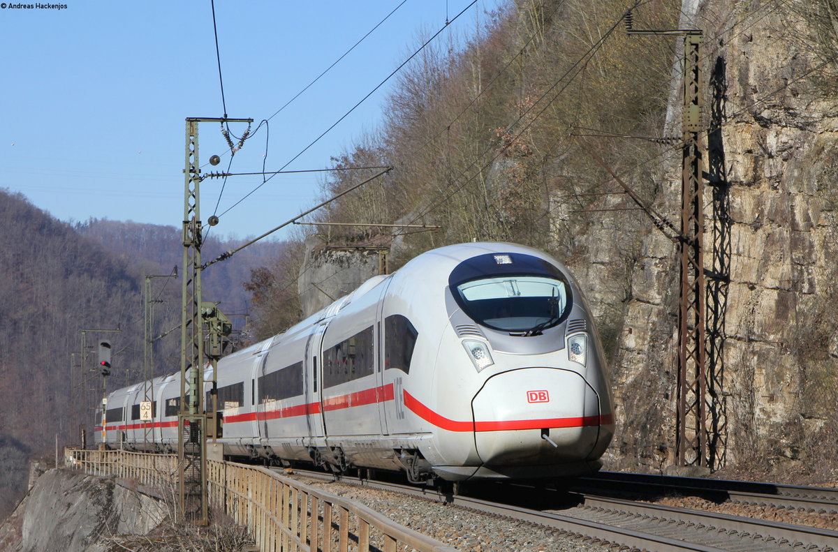 407 014-0 und 407 005-8 als ICE 513 (Münster(Westf)Hbf-München Hbf) bei Amstetten 16.2.19