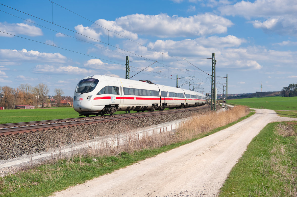 411 032  Wittenberge  als ICE 1284 von München Hbf nach Flensburg bei Ansbach, 07.04.2019