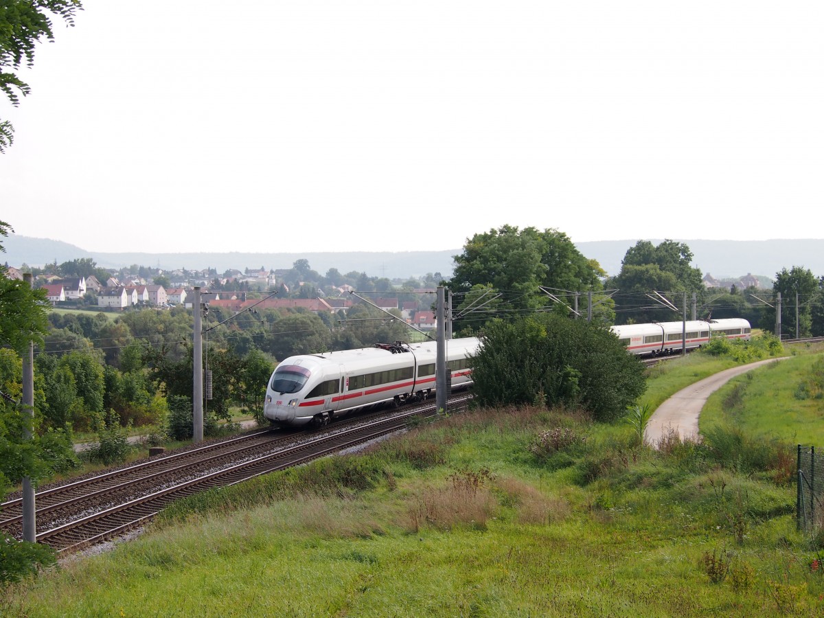 411 081 als ICE 2902 (Ersatzzug für ICE 1008) von München nach Berlin Gesundbrunnen. Aufgenommen am 09.09.14 zwischen Ellingen und Pleinfeld.