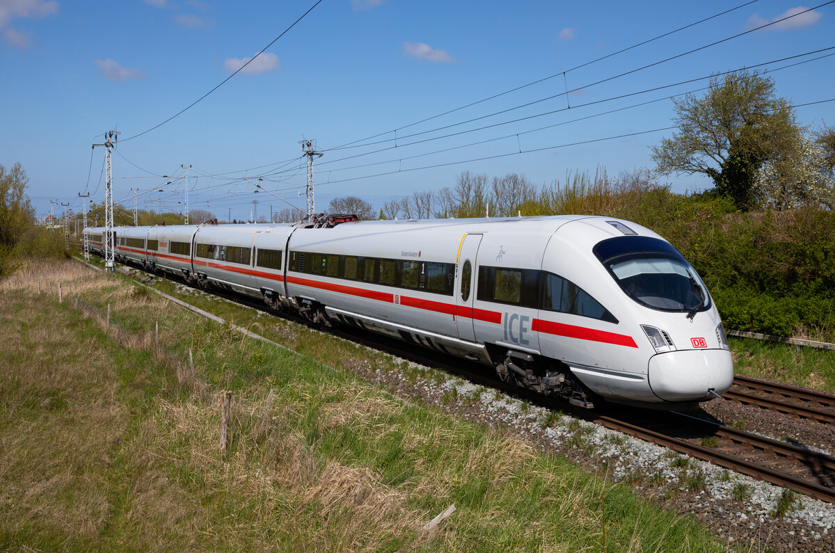 411 084  Kaiserslautern  ICE T vom Rostocker Hbf kommend am 30.04.2023 in Sildemow.