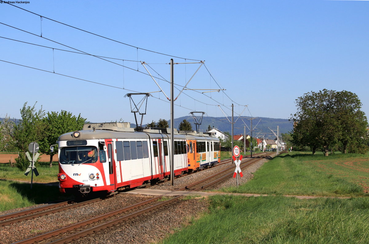4111 und 4116 als 5 Mannheim - Weinheim bei Edingen 22.4.20
