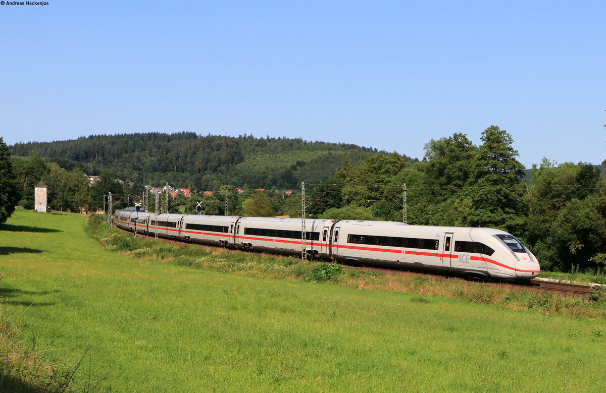 412 030 als ICE 691 (Berlin Gesundbrunnen-München Hbf) bei Wirtheim 18.7.21