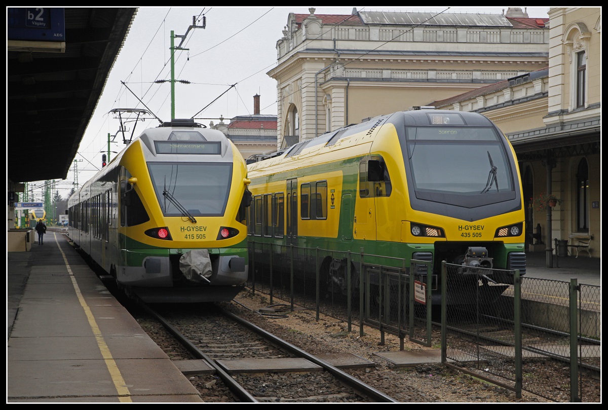 415 505 und 435 505 nebeneinander in Szombathely am 27.01.2019.