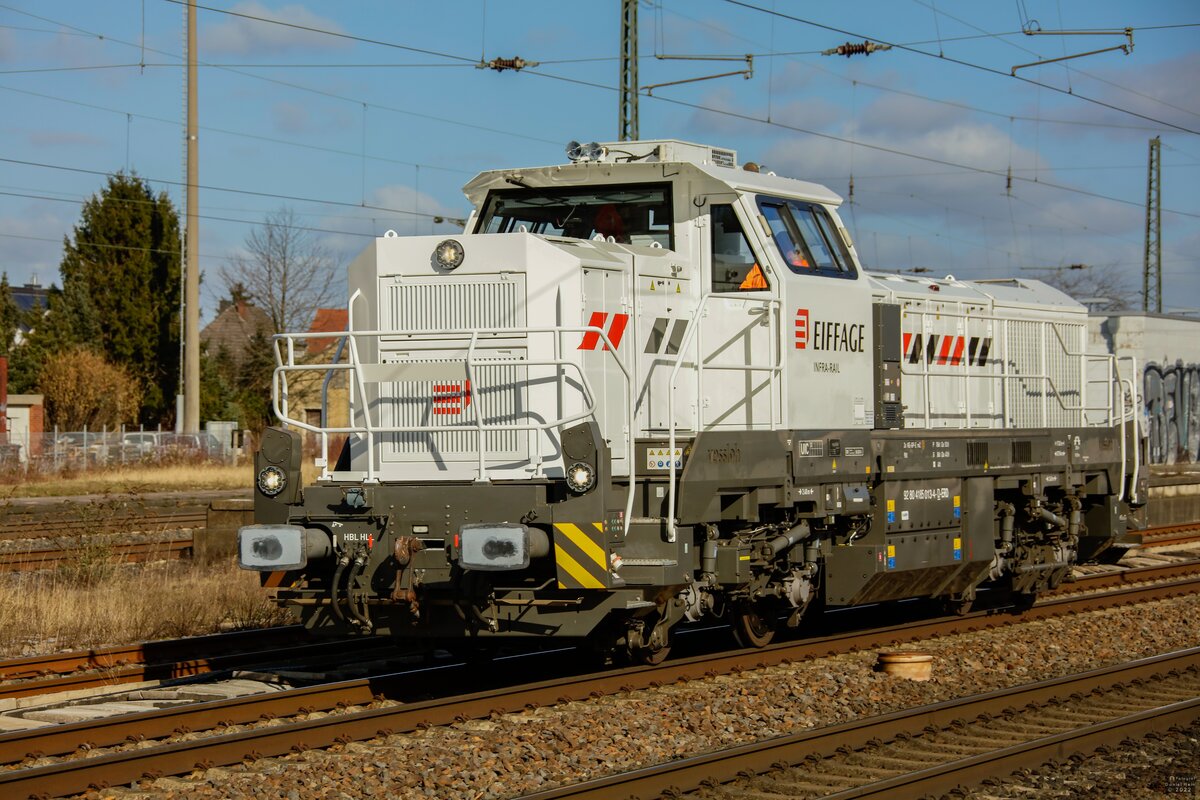 4185 013-4 Eiffage Infra-Rail in Neubeckum, Februar 2022.