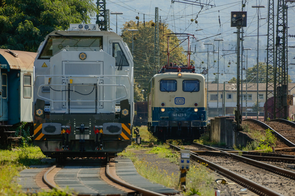 4185 114-0 NEXRAIL & DB 140 423-5 in Koblenz L�tzel, September 2024.