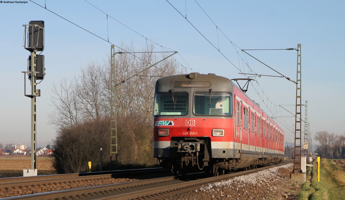 420 265-1 als S7 nach Frankfurt Hbf bei Wolfkehlen 24.2.14