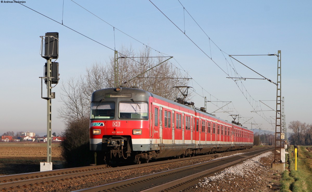 420 303-0 und 420 301-4 als S7 nach Riedstadt Goddelau bei Wolfkehlen 24.2.14