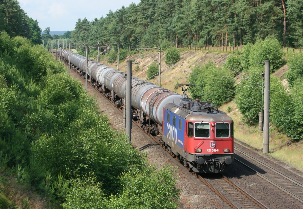 421 389 mit DGS 95702 (HSL, Wilhelmshaven lweiche–Hamburg Hohe Schaar) am 17.06.2014 zwischen Jesteburg und Maschen Rbf